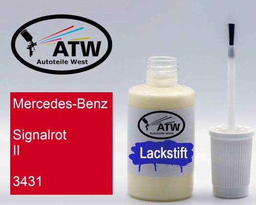 Mercedes-Benz, Signalrot II, 3431: 20ml Lackstift, von ATW Autoteile West.